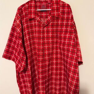 Old Skool Red Plaid Men's Short Shirt Button